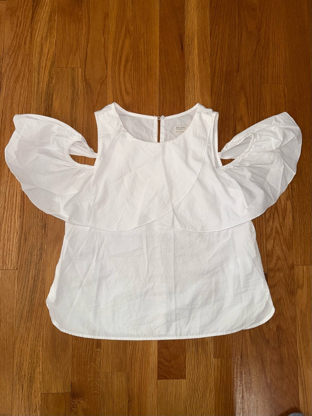 Zara Girls White Cold-Shoulder Ruffle Sleeve Blouse